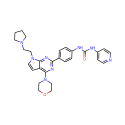 O=C(Nc1ccncc1)Nc1ccc(-c2nc(N3CCOCC3)c3ccn(CCN4CCCC4)c3n2)cc1 ZINC000049055492