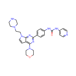 O=C(Nc1ccncc1)Nc1ccc(-c2nc(N3CCOCC3)c3ccn(CCN4CCNCC4)c3n2)cc1 ZINC000049070350