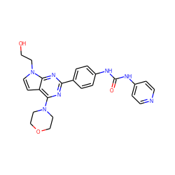 O=C(Nc1ccncc1)Nc1ccc(-c2nc(N3CCOCC3)c3ccn(CCO)c3n2)cc1 ZINC000049071758