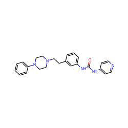 O=C(Nc1ccncc1)Nc1cccc(CCN2CCN(c3ccccc3)CC2)c1 ZINC000084652502