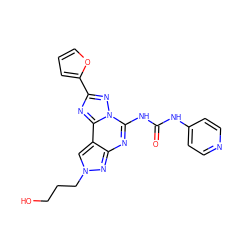 O=C(Nc1ccncc1)Nc1nc2nn(CCCO)cc2c2nc(-c3ccco3)nn12 ZINC000034636292