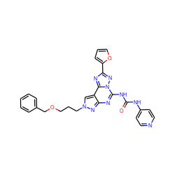 O=C(Nc1ccncc1)Nc1nc2nn(CCCOCc3ccccc3)cc2c2nc(-c3ccco3)nn12 ZINC000034800777