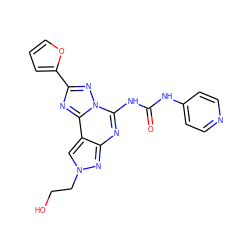 O=C(Nc1ccncc1)Nc1nc2nn(CCO)cc2c2nc(-c3ccco3)nn12 ZINC000034800794