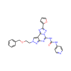 O=C(Nc1ccncc1)Nc1nc2nn(CCOCc3ccccc3)cc2c2nc(-c3ccco3)nn12 ZINC000034800796