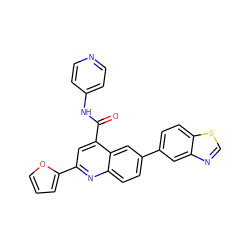 O=C(Nc1ccncc1)c1cc(-c2ccco2)nc2ccc(-c3ccc4scnc4c3)cc12 ZINC000150108566