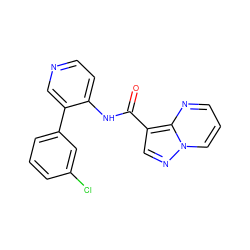 O=C(Nc1ccncc1-c1cccc(Cl)c1)c1cnn2cccnc12 ZINC000095571785