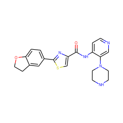 O=C(Nc1ccncc1N1CCNCC1)c1csc(-c2ccc3c(c2)CCO3)n1 ZINC000096269614