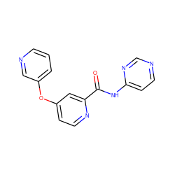 O=C(Nc1ccncn1)c1cc(Oc2cccnc2)ccn1 ZINC000167524615