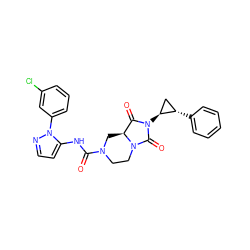 O=C(Nc1ccnn1-c1cccc(Cl)c1)N1CCN2C(=O)N([C@H]3C[C@@H]3c3ccccc3)C(=O)[C@@H]2C1 ZINC000072108016