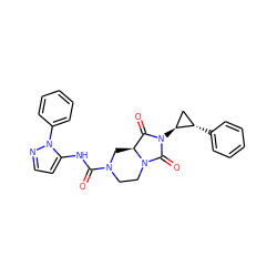 O=C(Nc1ccnn1-c1ccccc1)N1CCN2C(=O)N([C@H]3C[C@@H]3c3ccccc3)C(=O)[C@@H]2C1 ZINC000072108687