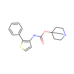 O=C(Nc1ccsc1-c1ccccc1)OC12CCN(CC1)CC2 ZINC000169329792