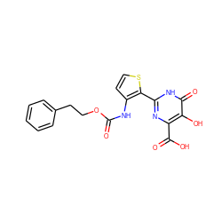 O=C(Nc1ccsc1-c1nc(C(=O)O)c(O)c(=O)[nH]1)OCCc1ccccc1 ZINC000003583342