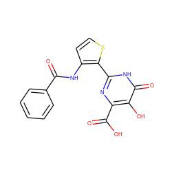 O=C(Nc1ccsc1-c1nc(C(=O)O)c(O)c(=O)[nH]1)c1ccccc1 ZINC000003583377