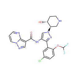 O=C(Nc1cn([C@@H]2CNCC[C@H]2O)nc1-c1cc(Cl)ccc1OC(F)F)c1cnn2cccnc12 ZINC001772599771