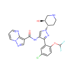 O=C(Nc1cn([C@H]2CCNC[C@@H]2O)nc1-c1cc(Cl)ccc1OC(F)F)c1cnn2cccnc12 ZINC001772633460