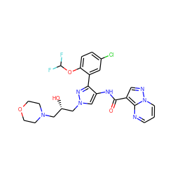 O=C(Nc1cn(C[C@@H](O)CN2CCOCC2)nc1-c1cc(Cl)ccc1OC(F)F)c1cnn2cccnc12 ZINC001772611125