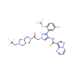 O=C(Nc1cn(CC(=O)N2C[C@@H]3CN(CC(F)(F)F)C[C@@H]3C2)nc1-c1cc(Cl)ccc1OC(F)F)c1cnn2cccnc12 ZINC001772647079