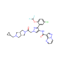 O=C(Nc1cn(CC(=O)N2C[C@@H]3CN(CC4CC4)C[C@@H]3C2)nc1-c1cc(Cl)ccc1OC(F)F)c1cnn2cccnc12 ZINC001772601127