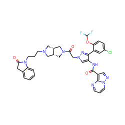 O=C(Nc1cn(CC(=O)N2C[C@@H]3CN(CCCN4C(=O)Cc5ccccc54)C[C@@H]3C2)nc1-c1cc(Cl)ccc1OC(F)F)c1cnn2cccnc12 ZINC001772607448