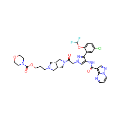 O=C(Nc1cn(CC(=O)N2C[C@@H]3CN(CCCOC(=O)N4CCOCC4)C[C@@H]3C2)nc1-c1cc(Cl)ccc1OC(F)F)c1cnn2cccnc12 ZINC001772580842