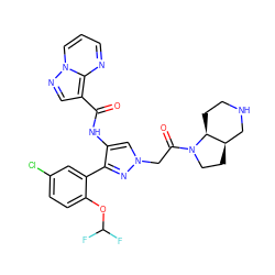 O=C(Nc1cn(CC(=O)N2CC[C@@H]3CNCC[C@@H]32)nc1-c1cc(Cl)ccc1OC(F)F)c1cnn2cccnc12 ZINC001772644804