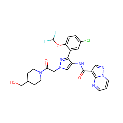 O=C(Nc1cn(CC(=O)N2CCC(CO)CC2)nc1-c1cc(Cl)ccc1OC(F)F)c1cnn2cccnc12 ZINC001772631175