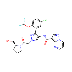 O=C(Nc1cn(CC(=O)N2CCC[C@H]2CO)nc1-c1cc(Cl)ccc1OC(F)F)c1cnn2cccnc12 ZINC001772574800