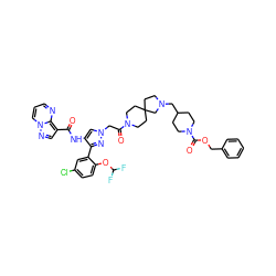 O=C(Nc1cn(CC(=O)N2CCC3(CCN(CC4CCN(C(=O)OCc5ccccc5)CC4)C3)CC2)nc1-c1cc(Cl)ccc1OC(F)F)c1cnn2cccnc12 ZINC001772625775