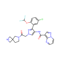 O=C(Nc1cn(CC(=O)N2CCC3(CNC3)C2)nc1-c1cc(Cl)ccc1OC(F)F)c1cnn2cccnc12 ZINC001772597126