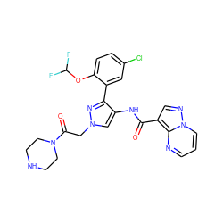 O=C(Nc1cn(CC(=O)N2CCNCC2)nc1-c1cc(Cl)ccc1OC(F)F)c1cnn2cccnc12 ZINC001772622126