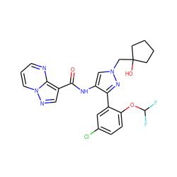 O=C(Nc1cn(CC2(O)CCCC2)nc1-c1cc(Cl)ccc1OC(F)F)c1cnn2cccnc12 ZINC001772651641