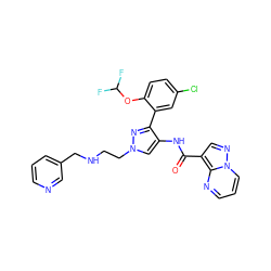 O=C(Nc1cn(CCNCc2cccnc2)nc1-c1cc(Cl)ccc1OC(F)F)c1cnn2cccnc12 ZINC001772582949