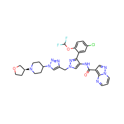 O=C(Nc1cn(Cc2cn(C3CCN([C@H]4CCOC4)CC3)nn2)nc1-c1cc(Cl)ccc1OC(F)F)c1cnn2cccnc12 ZINC001772597936