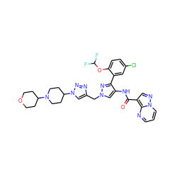 O=C(Nc1cn(Cc2cn(C3CCN(C4CCOCC4)CC3)nn2)nc1-c1cc(Cl)ccc1OC(F)F)c1cnn2cccnc12 ZINC001772574667