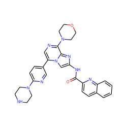 O=C(Nc1cn2c(-c3ccc(N4CCNCC4)nc3)cnc(N3CCOCC3)c2n1)c1ccc2ccccc2n1 ZINC000222018440