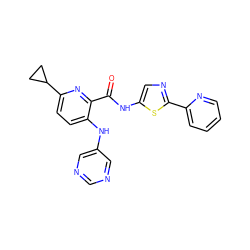 O=C(Nc1cnc(-c2ccccn2)s1)c1nc(C2CC2)ccc1Nc1cncnc1 ZINC000095572335