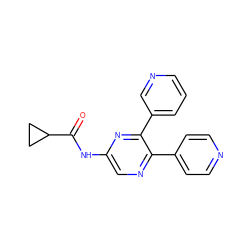 O=C(Nc1cnc(-c2ccncc2)c(-c2cccnc2)n1)C1CC1 ZINC000034997829