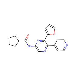 O=C(Nc1cnc(-c2ccncc2)c(-c2ccco2)n1)C1CCCC1 ZINC000066077319