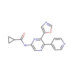 O=C(Nc1cnc(-c2ccncc2)c(-c2cnco2)n1)C1CC1 ZINC000066097744