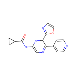 O=C(Nc1cnc(-c2ccncc2)c(-c2ncco2)n1)C1CC1 ZINC000035000266