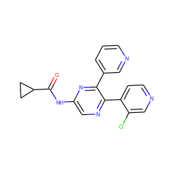 O=C(Nc1cnc(-c2ccncc2Cl)c(-c2cccnc2)n1)C1CC1 ZINC000035000268