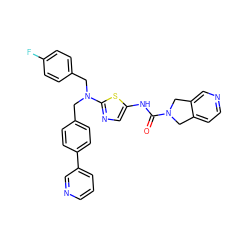 O=C(Nc1cnc(N(Cc2ccc(F)cc2)Cc2ccc(-c3cccnc3)cc2)s1)N1Cc2ccncc2C1 ZINC000166240643