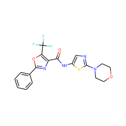 O=C(Nc1cnc(N2CCOCC2)s1)c1nc(-c2ccccc2)oc1C(F)(F)F ZINC000073170028