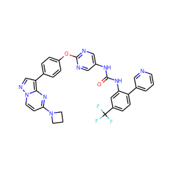 O=C(Nc1cnc(Oc2ccc(-c3cnn4ccc(N5CCC5)nc34)cc2)nc1)Nc1cc(C(F)(F)F)ccc1-c1cccnc1 ZINC001772585332