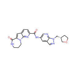 O=C(Nc1cnc2c(cnn2C[C@@H]2CCOC2)c1)c1ccc2cc3n(c2n1)CCCNC3=O ZINC000117703732