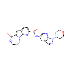 O=C(Nc1cnc2c(cnn2C2CCOCC2)c1)c1ccc2cc3n(c2n1)CCCNC3=O ZINC000117701676