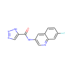 O=C(Nc1cnc2cc(F)ccc2c1)c1cnn[nH]1 ZINC000473097937