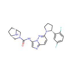 O=C(Nc1cnc2ccc(N3CCC[C@@H]3c3cc(F)ccc3F)nn12)N1C[C@@H]2CC[C@H](C1)N2 ZINC000118235094