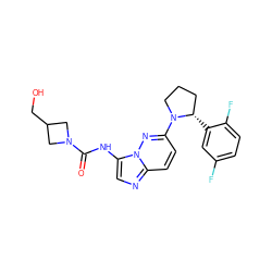 O=C(Nc1cnc2ccc(N3CCC[C@@H]3c3cc(F)ccc3F)nn12)N1CC(CO)C1 ZINC000118239107