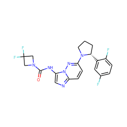 O=C(Nc1cnc2ccc(N3CCC[C@@H]3c3cc(F)ccc3F)nn12)N1CC(F)(F)C1 ZINC000118237611